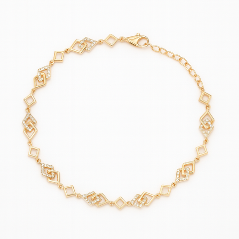 Rose Gold Geometric Diamond Bracelet for Women | Modern Elegant Design