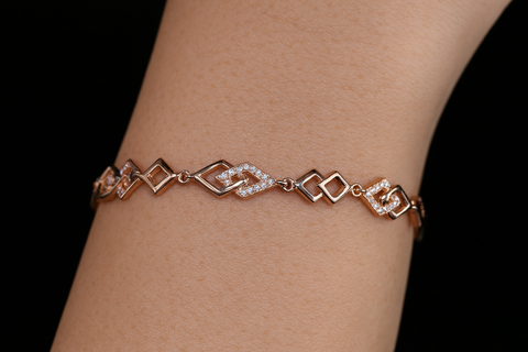 Rose Gold Geometric Diamond Bracelet for Women | Modern Elegant Design