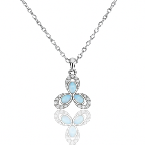 ✨ Blue Blossom Silver Pendant with Chain 💙