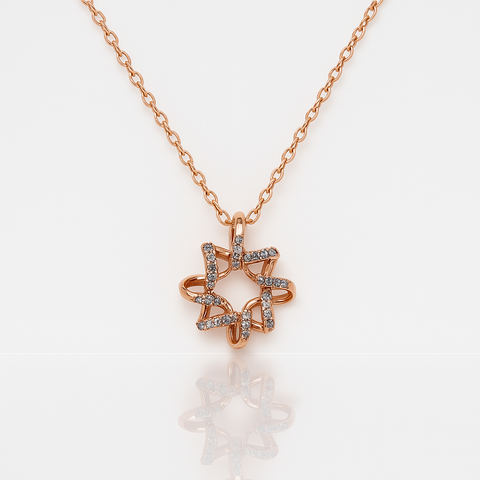 ✨ Rose Gold Twisted Star Pendant 💖 | Sparkling 925 Silver Design