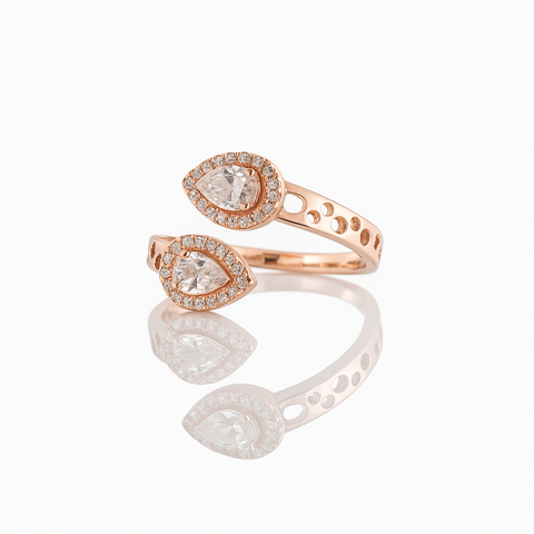 💫 Twin Tear Elegance Rose Gold Ring
