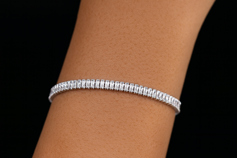 Luxury Silver Diamond Tennis Bracelet for Women | Elegant Sparkling Design