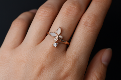 🦋 Flutter Bloom Rose Gold Ring