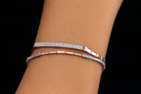 Elegant Dual-Tone Diamond Shine Bracelet for Women | Rose Gold & Silver Finish