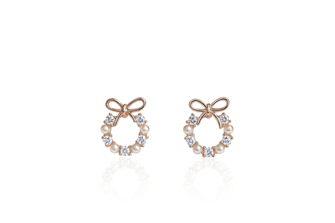 🎀 Amour Bow Pearl Earrings