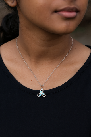 ✨ Blue Blossom Silver Pendant with Chain 💙