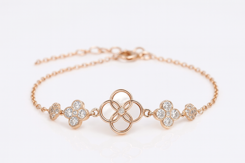 Rose Gold Floral Diamond Bracelet | Elegant Bloom Collection