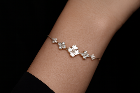 Rose Gold Floral Diamond Bracelet | Elegant Bloom Collection