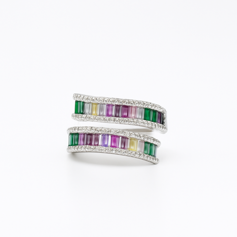 🌈 Spectrum Spark Silver Wrap Ring