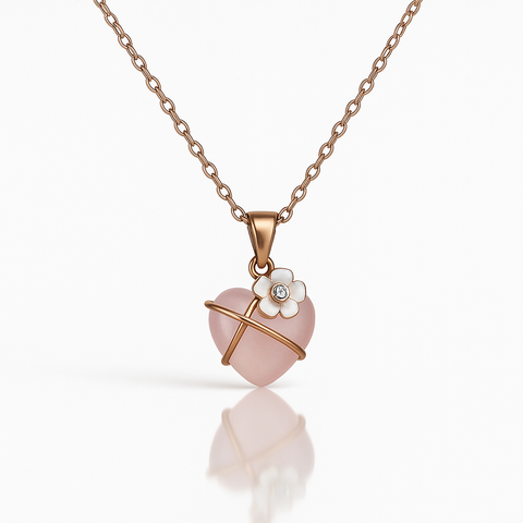 🌸 Rose Heart Blossom Pendant with Chain 💝