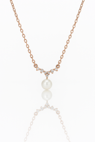 ✨ Rose Gold Pearl Pendant Necklace 🤍 | Classic 925 Silver Elegance