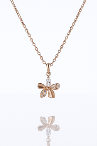 ✨ Rose Gold Flower Pendant Necklace 🌸 | Elegant 925 Silver Bloom
