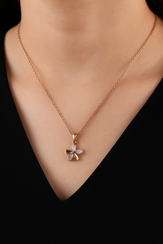 ✨ Rose Gold Flower Pendant Necklace 🌸 | Elegant 925 Silver Bloom