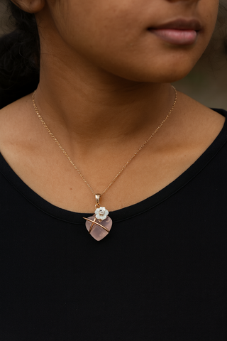 🌸 Rose Heart Blossom Pendant with Chain 💝