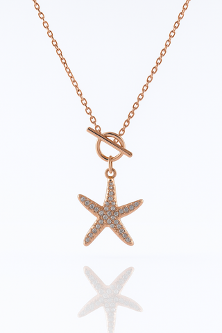 ✨ Starfish Pendant Necklace ⭐ | Rose Gold 925 Silver Ocean Charm