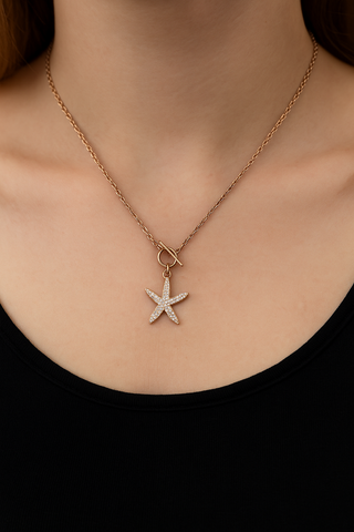 ✨ Starfish Pendant Necklace ⭐ | Rose Gold 925 Silver Ocean Charm