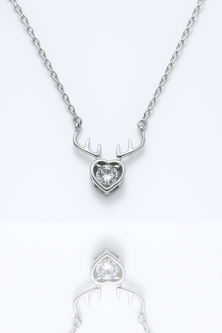✨ Reindeer Heart Pendant Necklace 💎 | Elegant 925 Silver Winter Charm