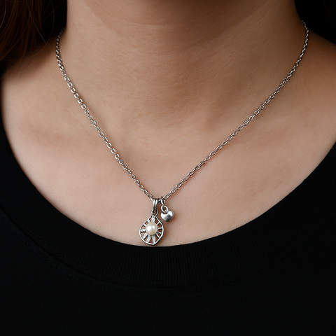 🌸 Pearl Heart Charm Necklace 💖 | 925 Silver Elegant Pendant