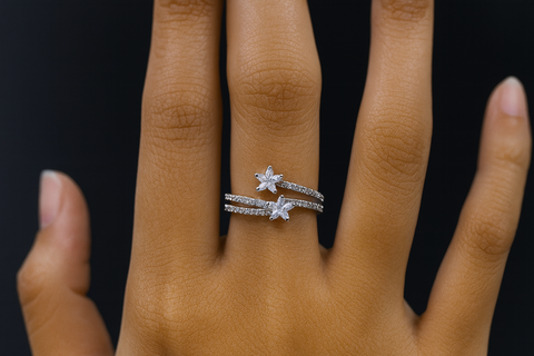 🌸 Twilight Bloom Silver Ring