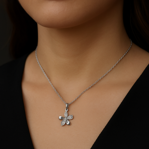 ✨ Blooming Grace Flower Pendant 🌸 | 925 Silver Elegant Necklace