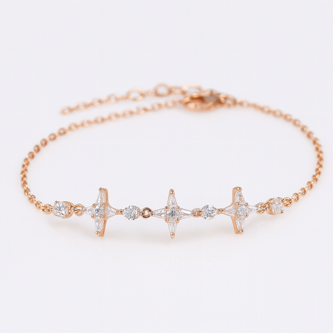 Rose Gold Star Diamond Bracelet | Elegant Celestial Shine