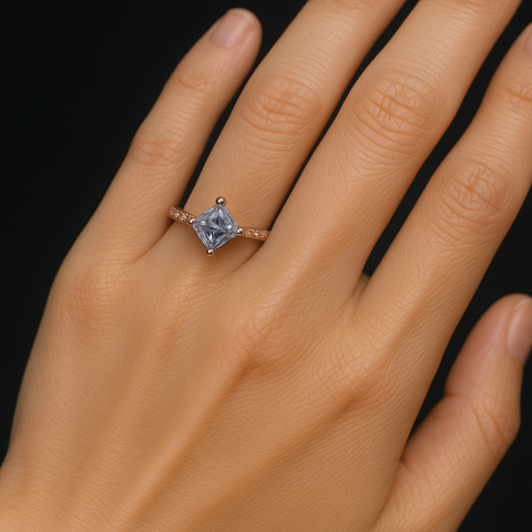 💍 Royal Princess Square-Cut Rose Gold Ring