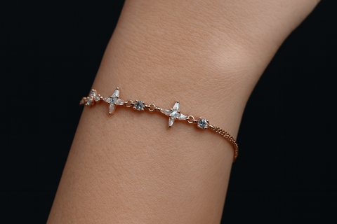Rose Gold Star Diamond Bracelet | Elegant Celestial Shine