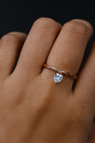 💖 Rose Gold Heart Drop Ring