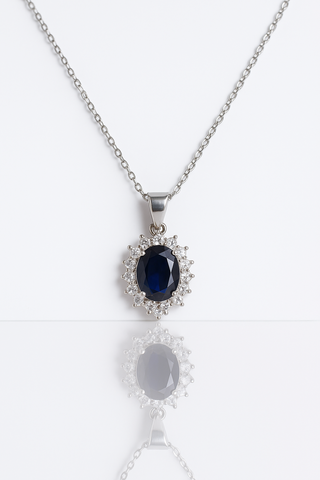 ✨ Royal Blue Sapphire Pendant Necklace 💙 | Elegant 925 Silver Shine