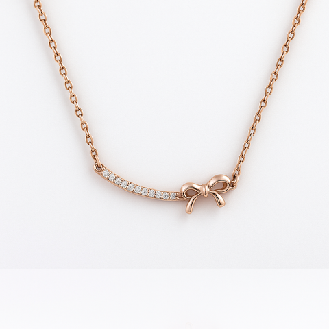 ✨ Rose Gold Bow Necklace 🎀 | Cute & Elegant Sparkling Design