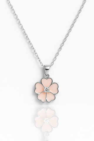 ✨ Blush Pink Flower Pendant Necklace 🌸 | Elegant 925 Silver Charm