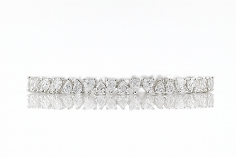 Silver Heart-Cut Diamond Tennis Bracelet for Women | Timeless Sparkle & Elegance