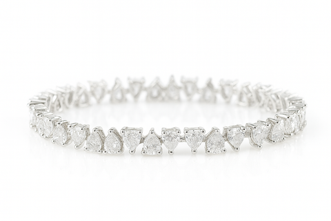 Silver Heart-Cut Diamond Tennis Bracelet for Women | Timeless Sparkle & Elegance