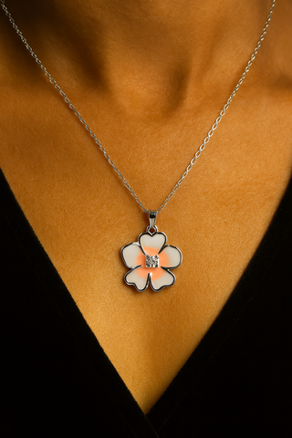 ✨ Blush Pink Flower Pendant Necklace 🌸 | Elegant 925 Silver Charm